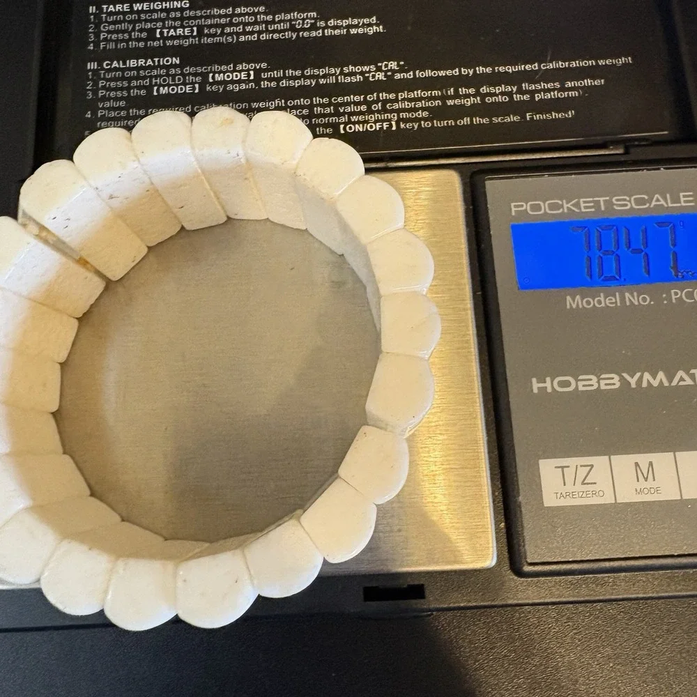 Vintage White Sponge Coral Stretch Bracelet Heavy Chunky 7